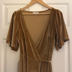 Gold or Yellow Baltic Born Velvet Wrap Dress, Size Small